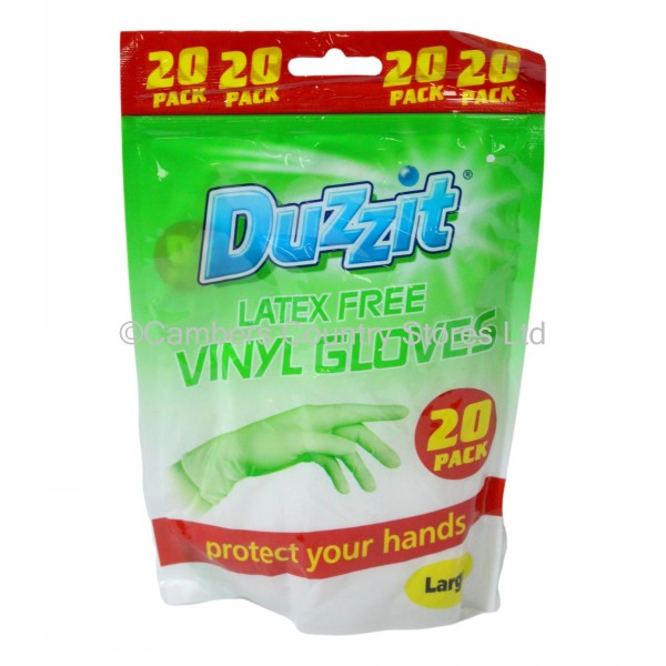 Duzzit Disposable Vinyl Gloves 20 Pack Cambers Country Store